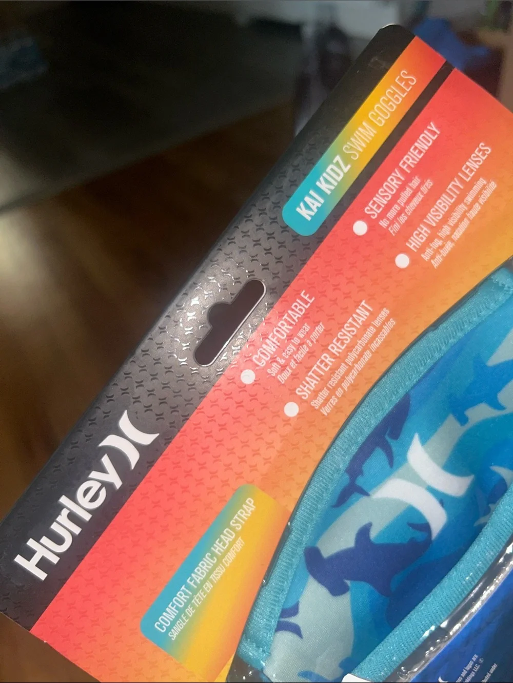 Hurley Kai Kidz Kids Teal Shark Blue Swim Goggles NWT